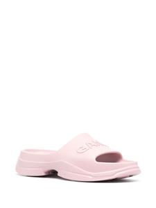 GANNI Chunky slippers met logo-reliëf - Roze