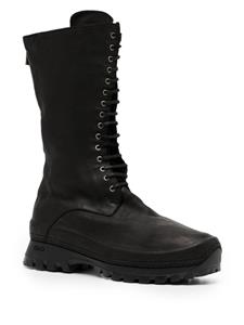 Yohji Yamamoto round-toe leather boots - Zwart