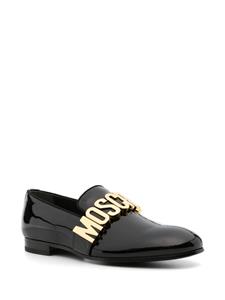 Moschino logo-lettering patent-leather loafers - Zwart