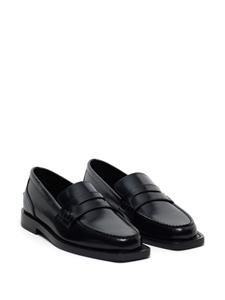 Closed square-toe leather loafers - Zwart
