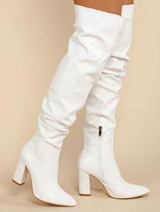 Zaful Over The Knee Ruched Chunky Heel Boots