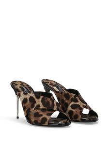 Dolce & Gabbana Stiletto muiltjes met luipaardprint - Bruin