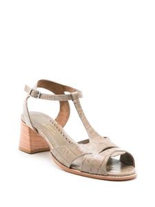 Sarah Chofakian Sandalen met krokodillenleer-effect - Bruin