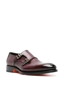 Santoni double-buckle leather monk shoes - Rood