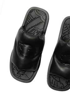 Burberry EKD Slab leren slippers - Zwart