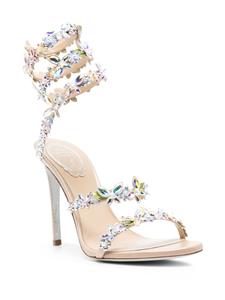 René Caovilla Eden 105 mm sandalen met kristallen - Beige