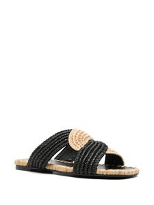Castañer Prado slippers van geweven raffia - Zwart