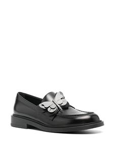 Valentino Garavani butterfly-appliqué leather loafers - Zwart