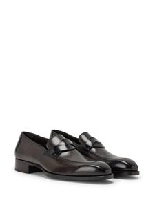 TOM FORD twist-detail burnished-leather loafers - Bruin