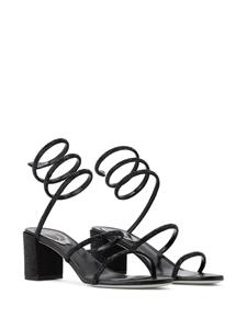 René Caovilla rhinestone-embellished satin sandals - Zwart