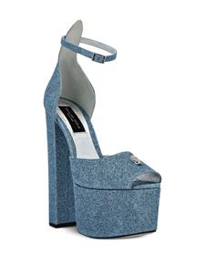 Philipp Plein 120mm glitter sandalen met plateauzool - Blauw