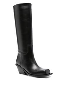 GIABORGHINI square-toe leather boots - Zwart