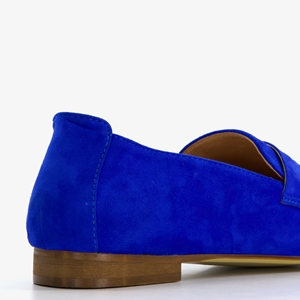 Hush Puppies suede dames loafers kobalt blauw