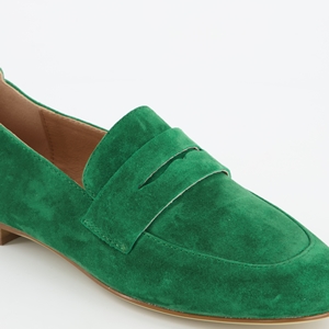 Hush Puppies suede dames loafers groen