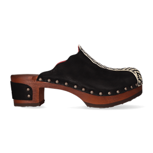 Jan Jansen Clogs Dames Wannabe Wood Zwart Nubuck