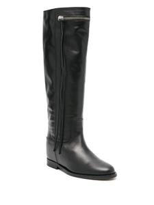 Via Roma 15 decorative-zip leather boots - Zwart