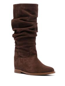 Via Roma 15 suede ruched boots - Bruin