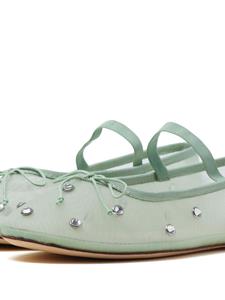 Loeffler Randall Leonie rhinestone-embellished ballerina shoes - Groen