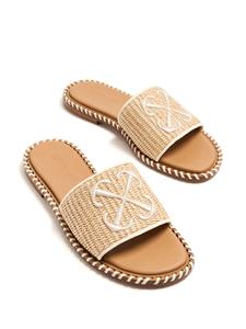 Off-White Twist Arrow-embroidered raffia slides - Beige