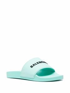 Balenciaga Slippers met logoprint - Blauw