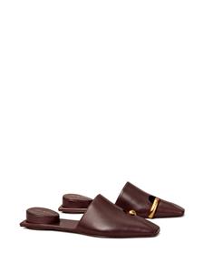 Tory Burch Geperforeerde leren slippers - Bruin