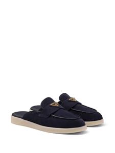 Prada Suède slippers met logo - Blauw