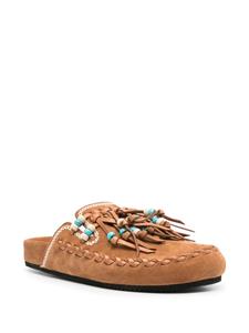 Alanui fringed suede slippers - Bruin
