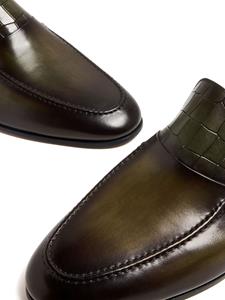 Magnanni crocodile-effect leather slippers - Groen