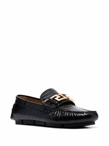 Versace Loafers met krokodillenleer-effect - Zwart