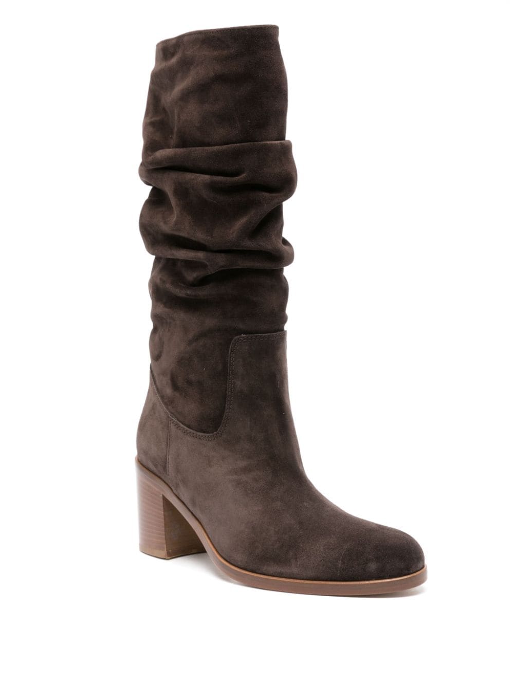 Via Roma 15 65mm suede ruched boots - Bruin