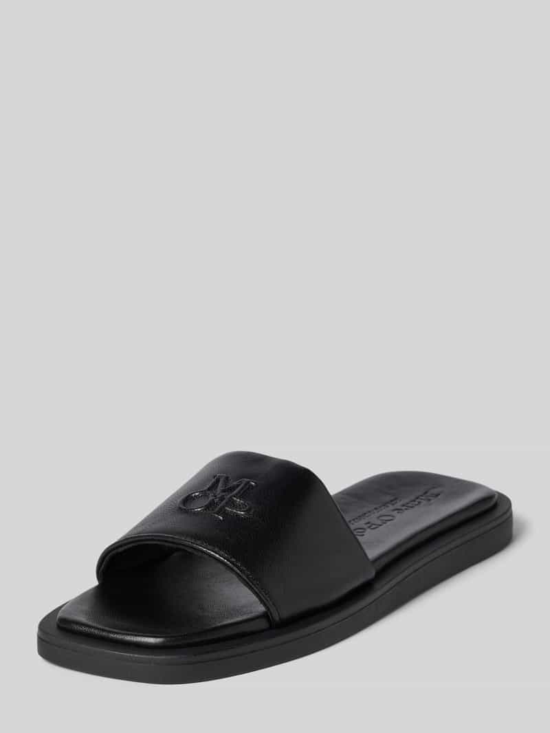 Marc O'Polo Leren slippers met logodetail, model 'AGDA'