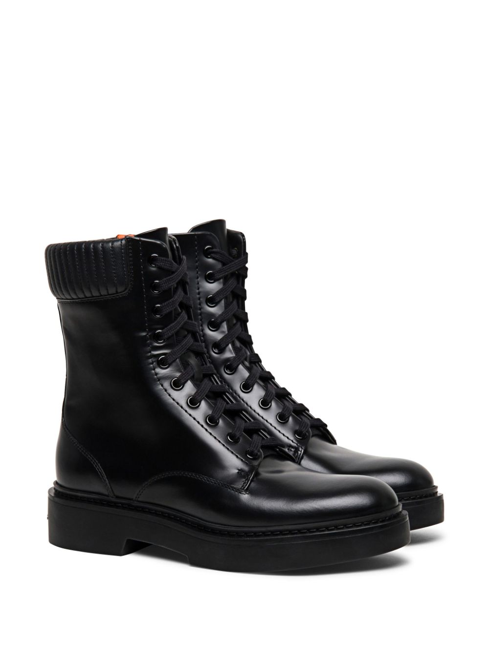 Santoni lace-up leather ankle boots - Zwart