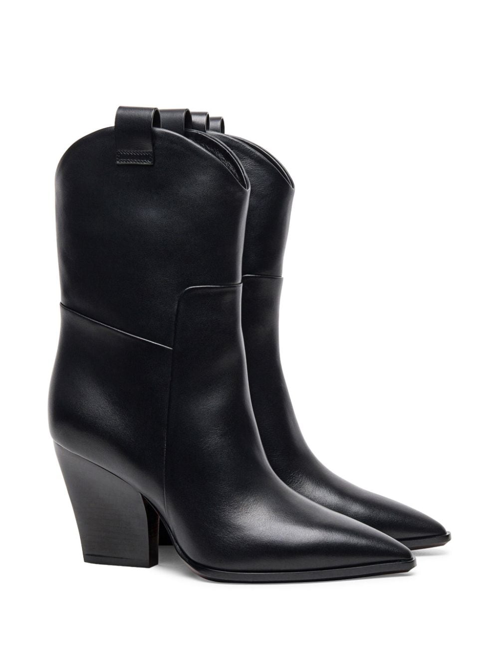 Santoni Western-style leather ankle boots - Zwart