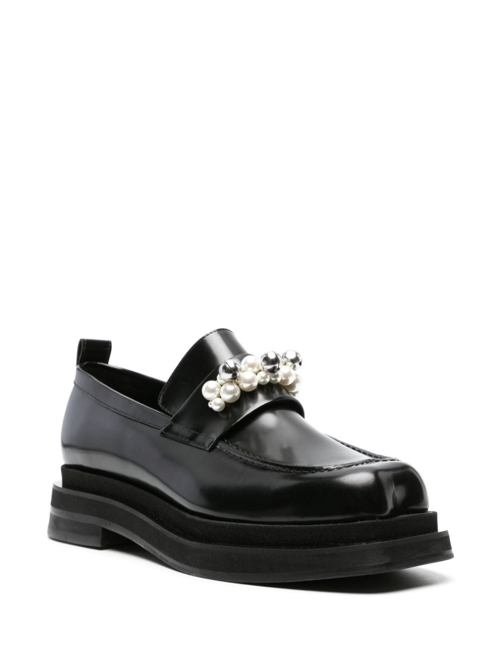 Simone Rocha pearl-detail leather loafers - Zwart