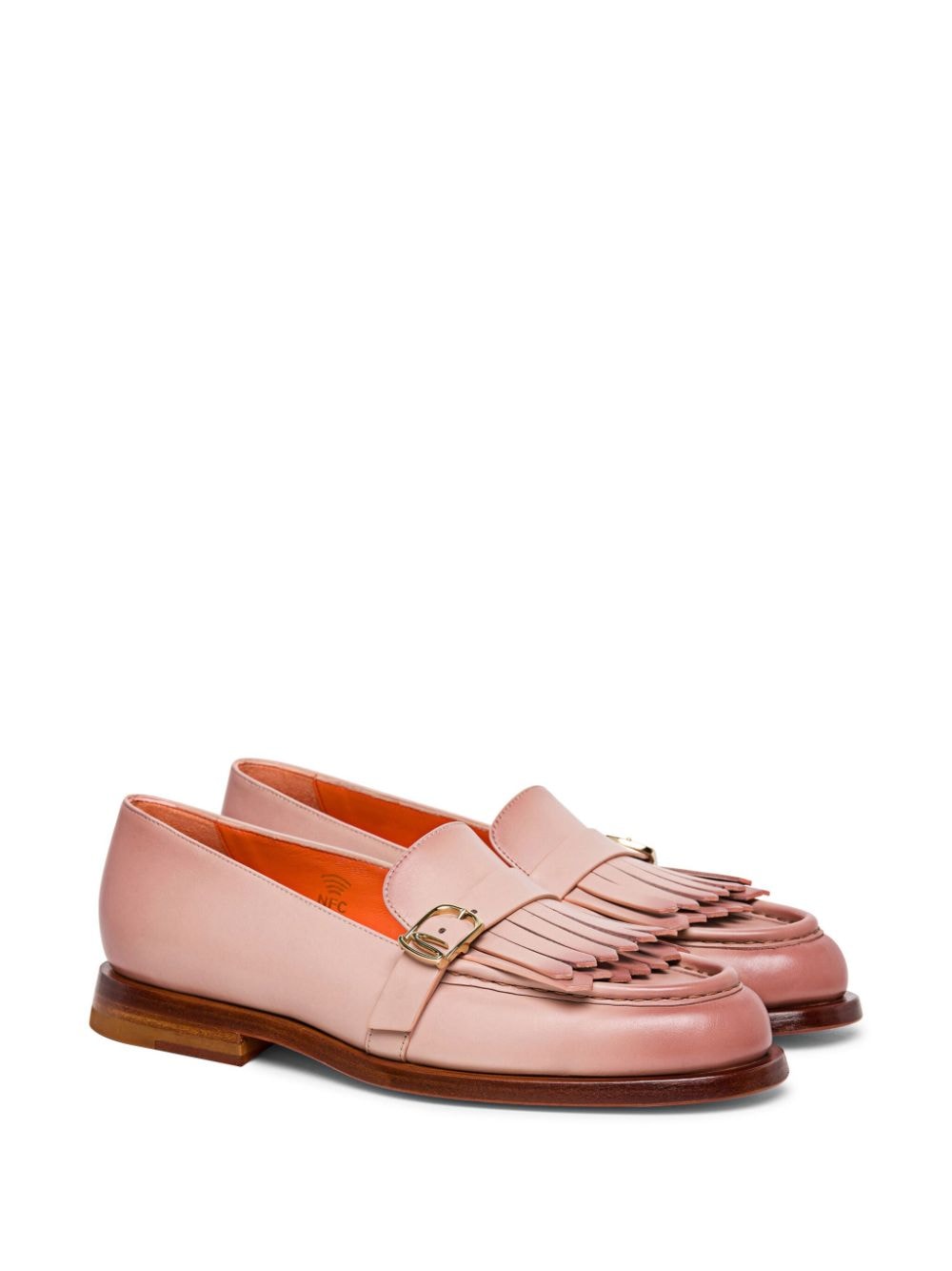 Santoni fringed leather loafers - Roze