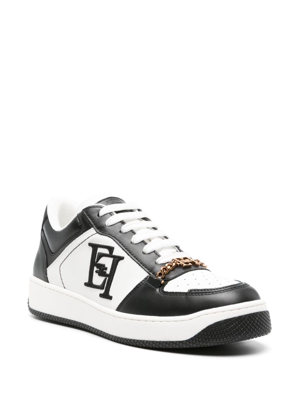 Elisabetta Franchi Leren sneakers met geborduurd logo - Wit