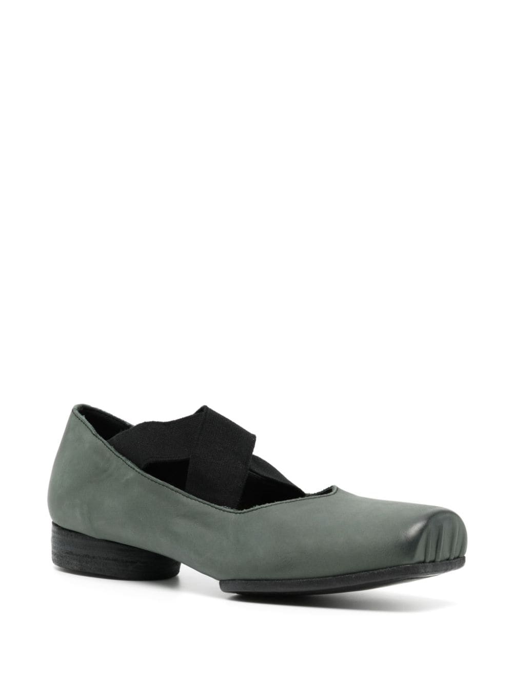 Uma Wang square-toe leather ballerina shoes - Groen