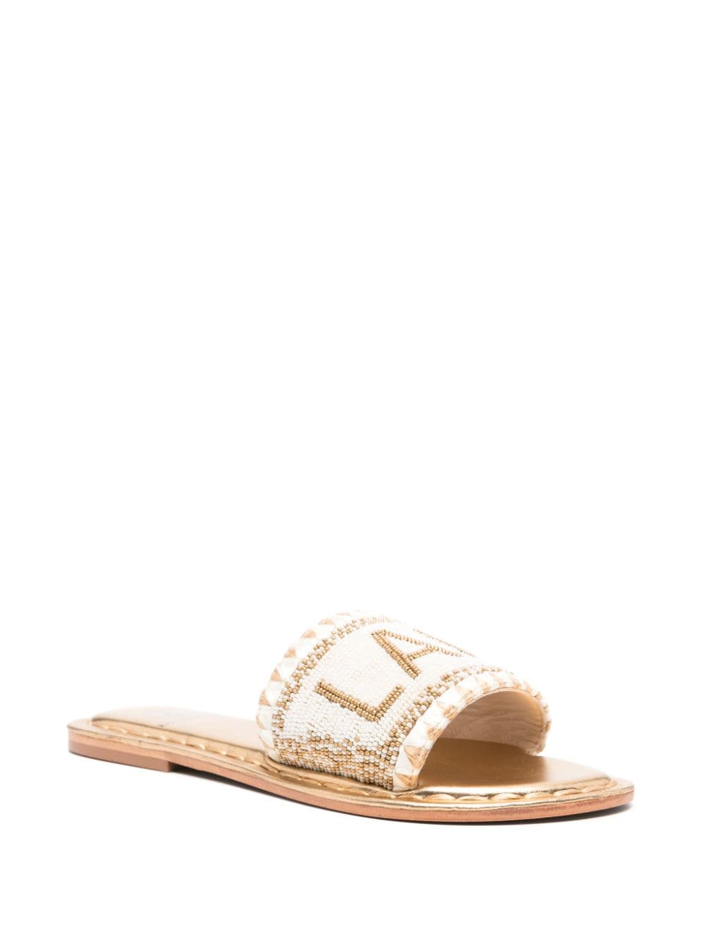 DE SIENA SHOES bead-embellished leather sandals - Goud