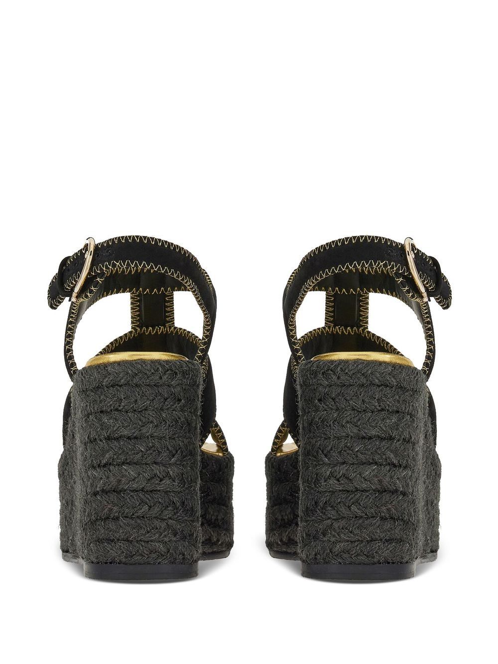 Ferragamo Espadrille sandalen met sleehak - Zwart