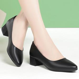 GuXian Ladies Pointed Leather Shoes Flat Bottom Shallow Casual Soft Bottom Work Shoes