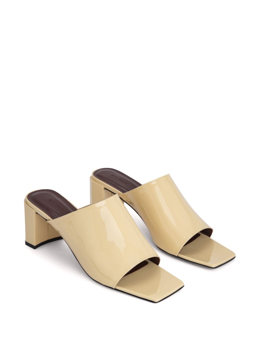 BY FAR Katya Parchment 60mm leather mules - Beige