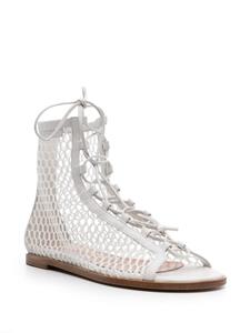 Gianvito Rossi ankle-length honeycomb-knit sandals - Wit