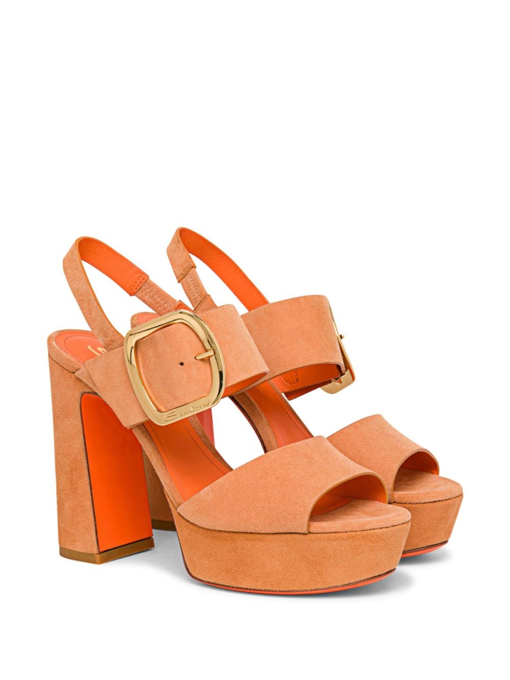 Santoni buckled suede sandals - Oranje
