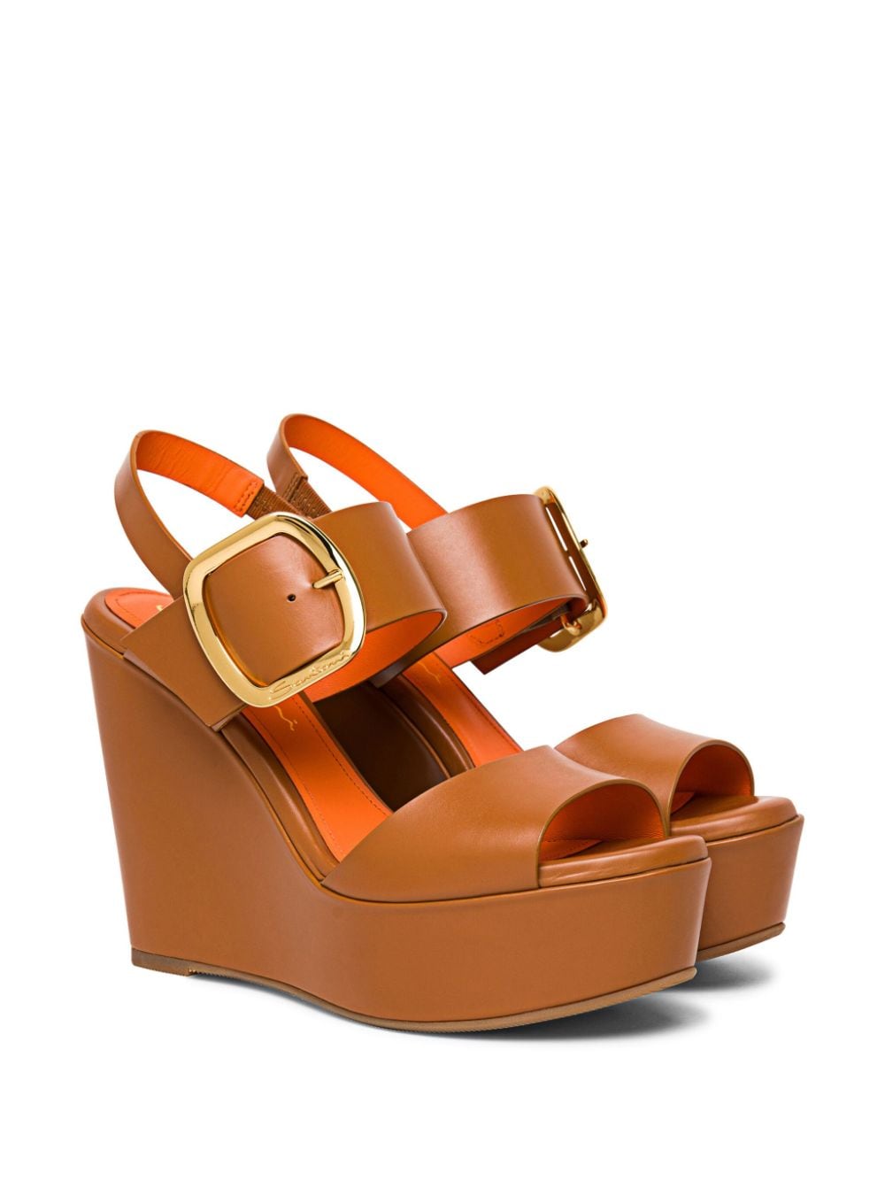 Santoni wedge leather sandals - Bruin