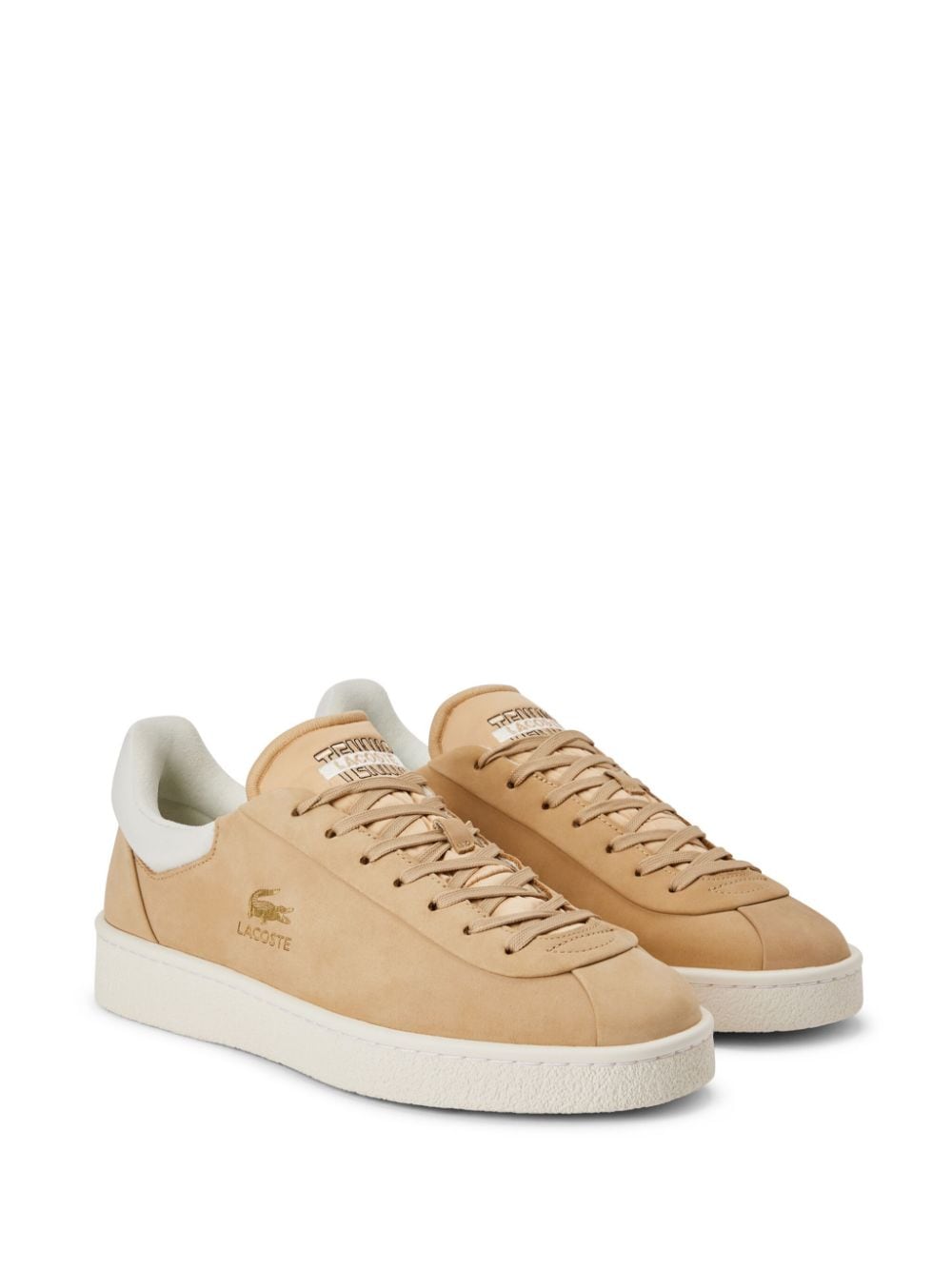 Lacoste logo-stamp lace-up sneakers - Beige