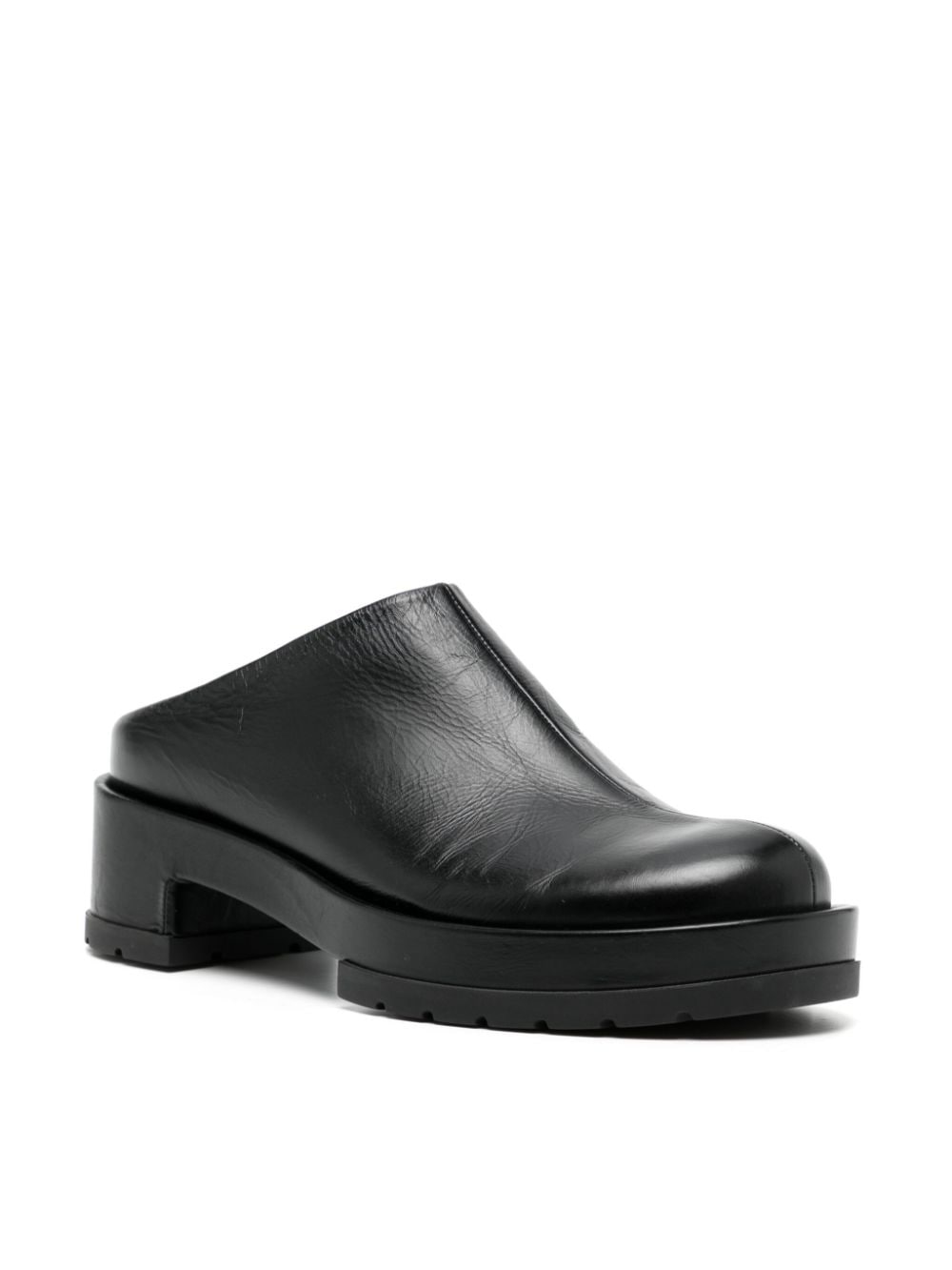 SAPIO low-heel leather mules - Zwart