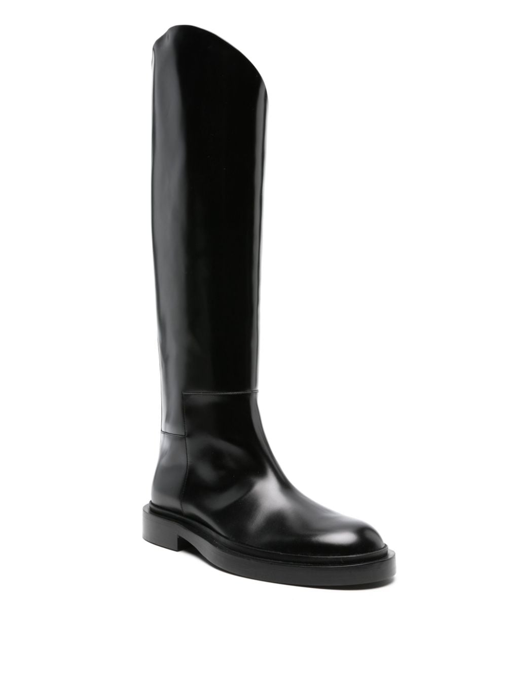 Jil Sander asymmetric leather boots - Zwart