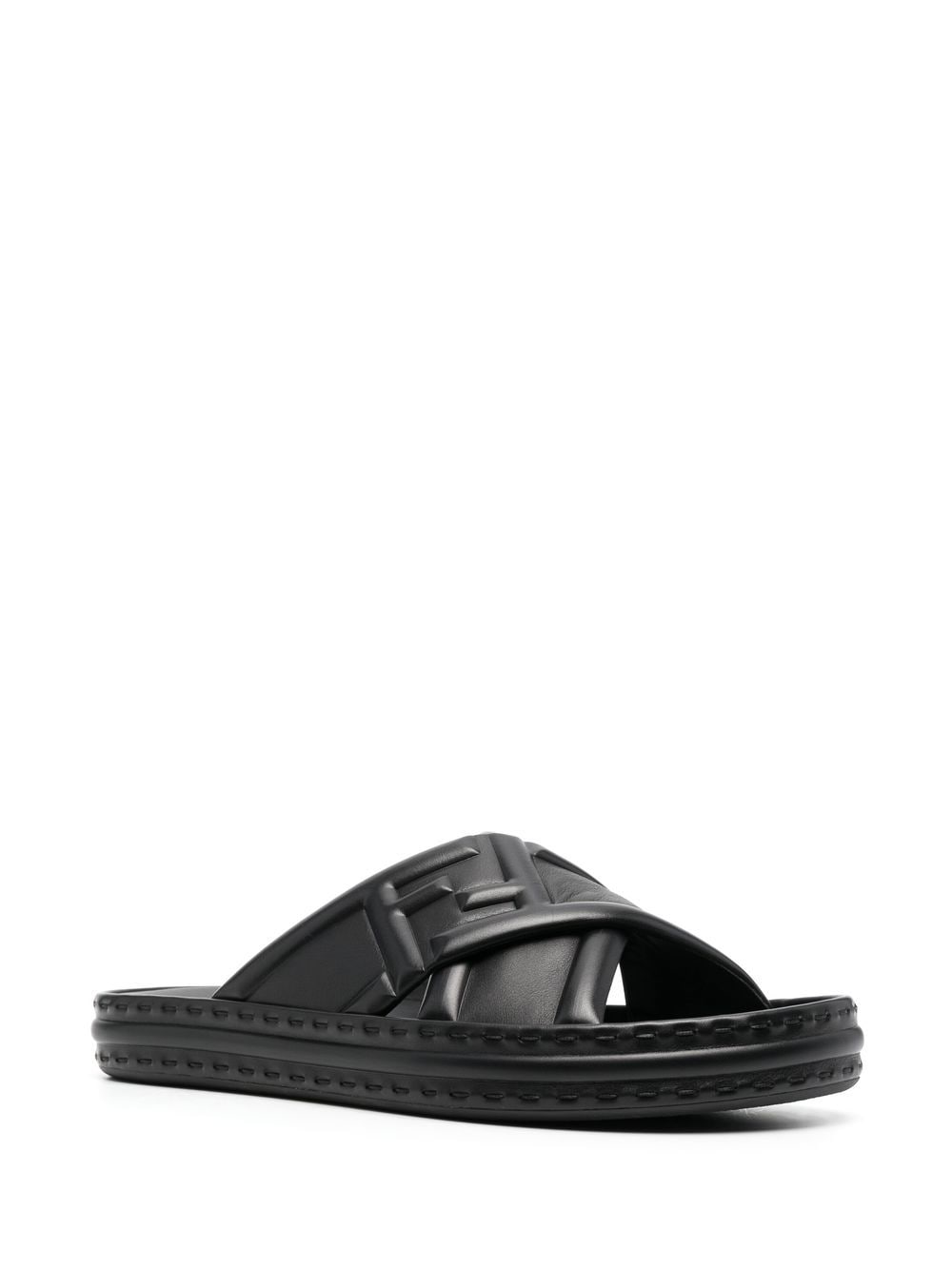 FENDI Slippers met logo - Zwart