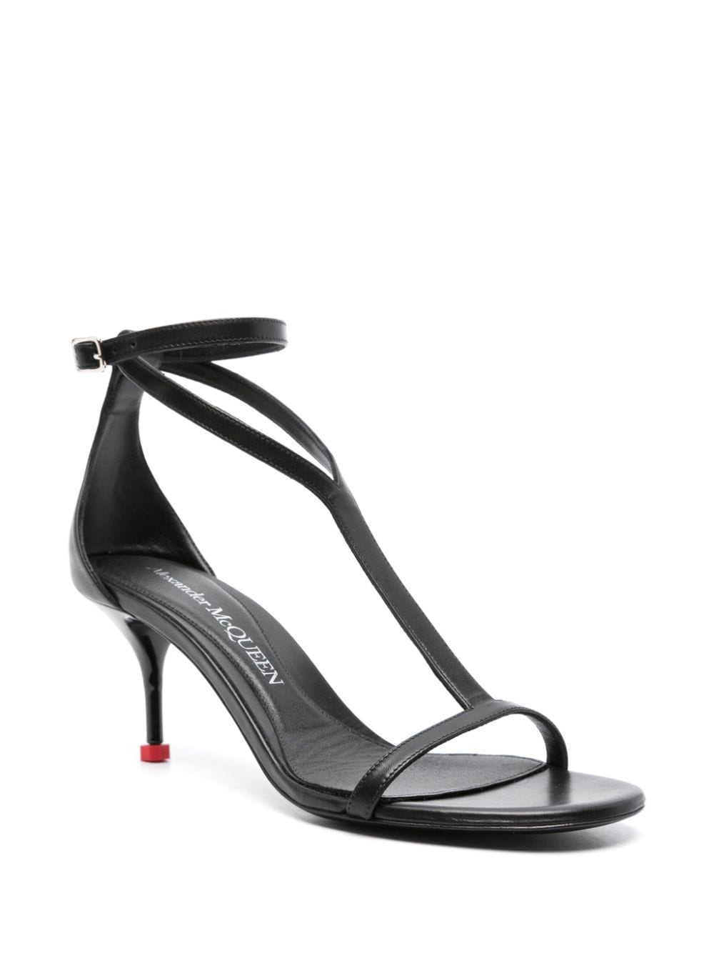 Alexander McQueen Harness 70mm leather sandals - Zwart