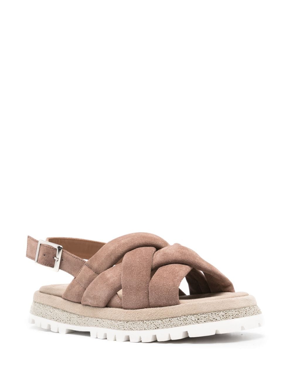 Peserico Suède sandalen met geweven bandjes - Bruin
